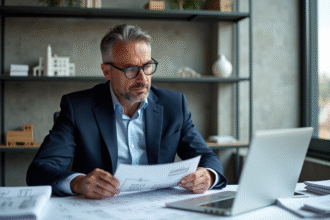 Architecte homme concentré dans son bureau moderne