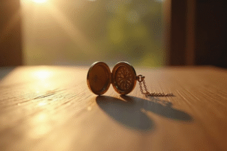 Petite montre dans une boîte délicate sur une table en bois