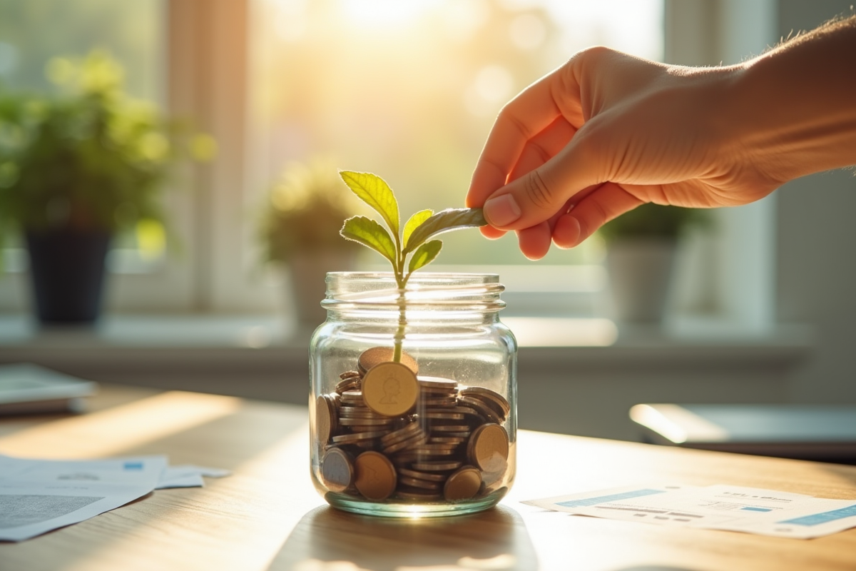 Main déposant une pièce d