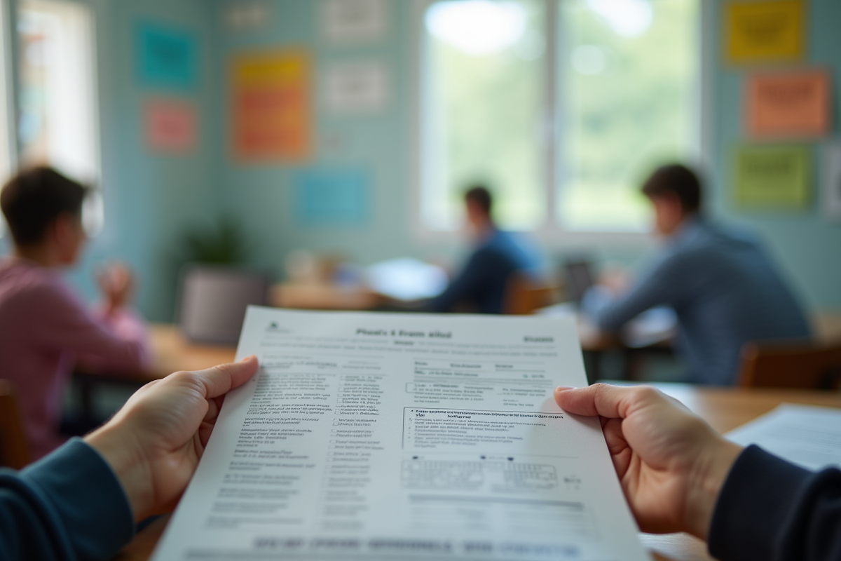 Mains tenant un examen et une carte d