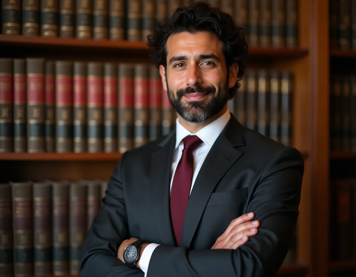 Maître Grégory Kediri-Bonny, avocat au barreau de Mont-de-Marsan, devant une bibliothèque juridique