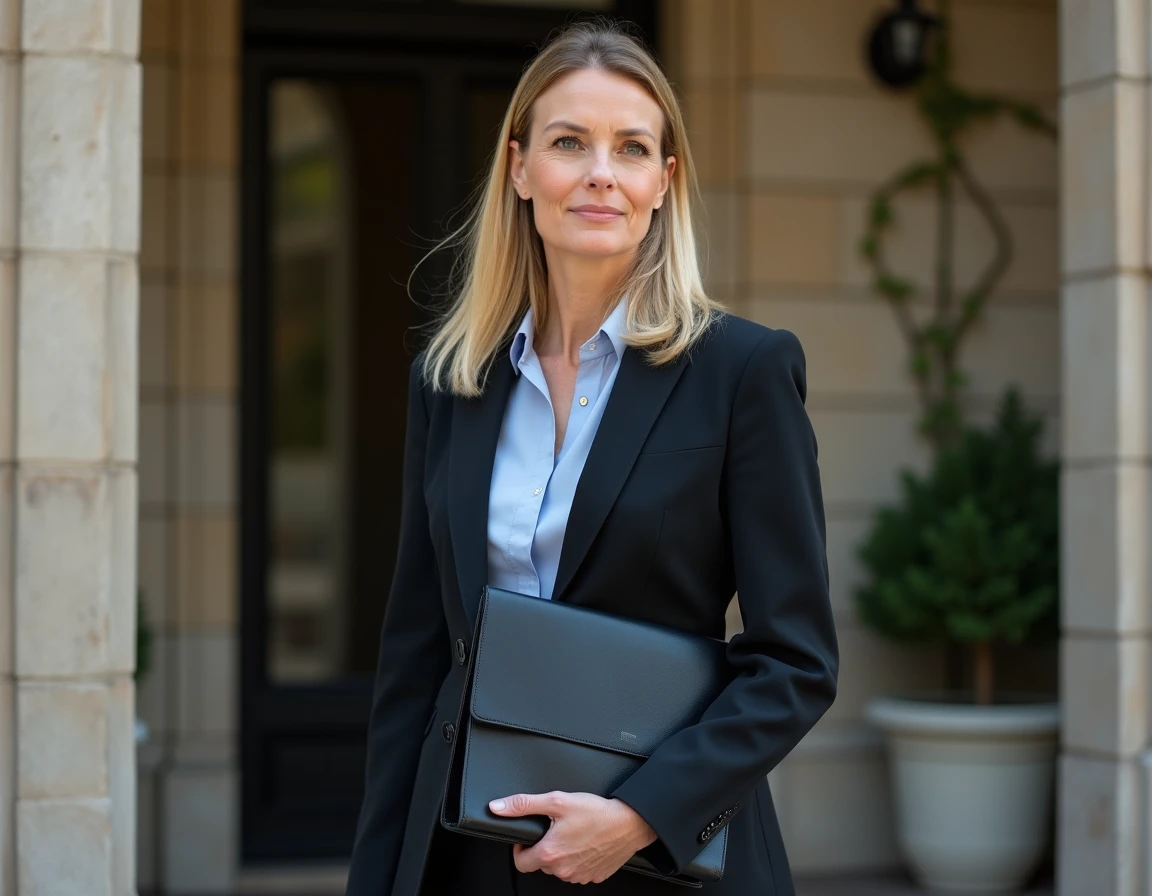Maître Johanna Ruck, avocate au barreau de Dax, devant un bâtiment classique en pierre