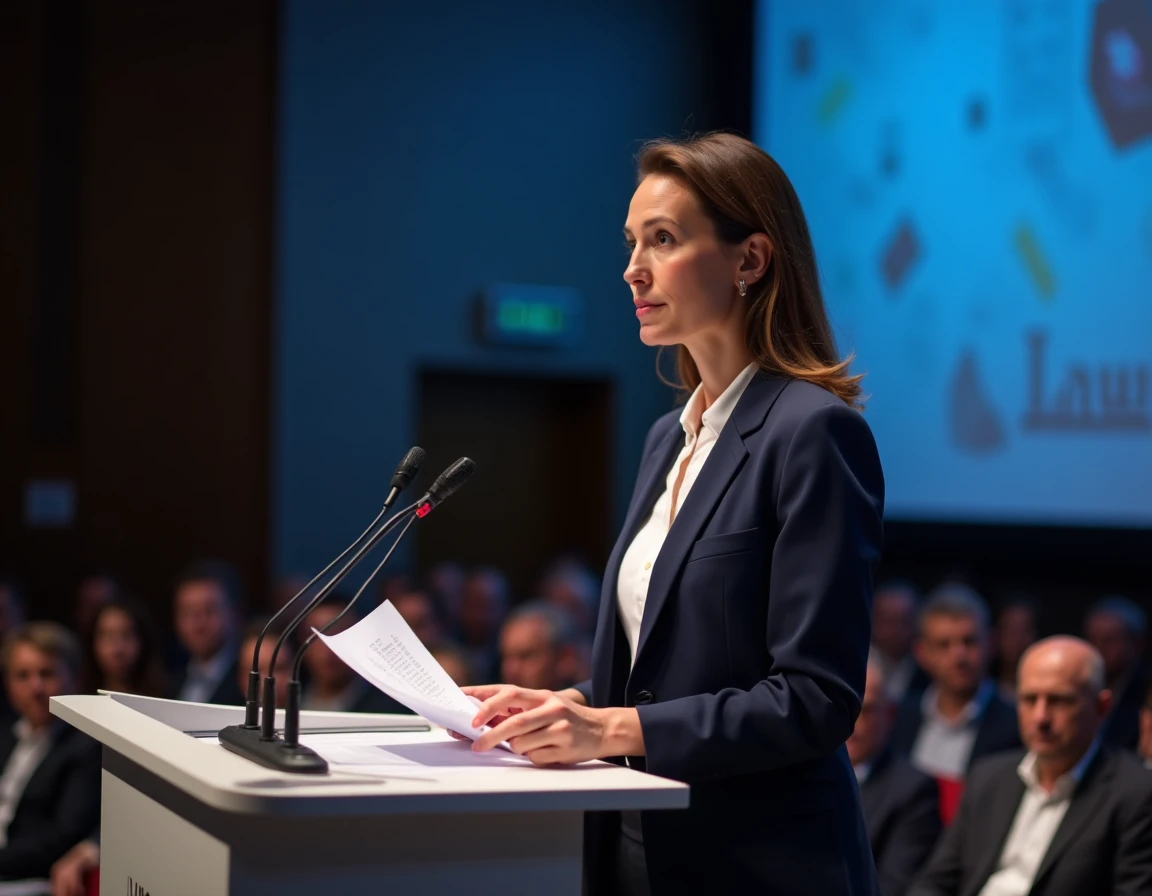 Notaire femme prenant la parole lors du Congrès international des notaires UINL à Paris en 2026
